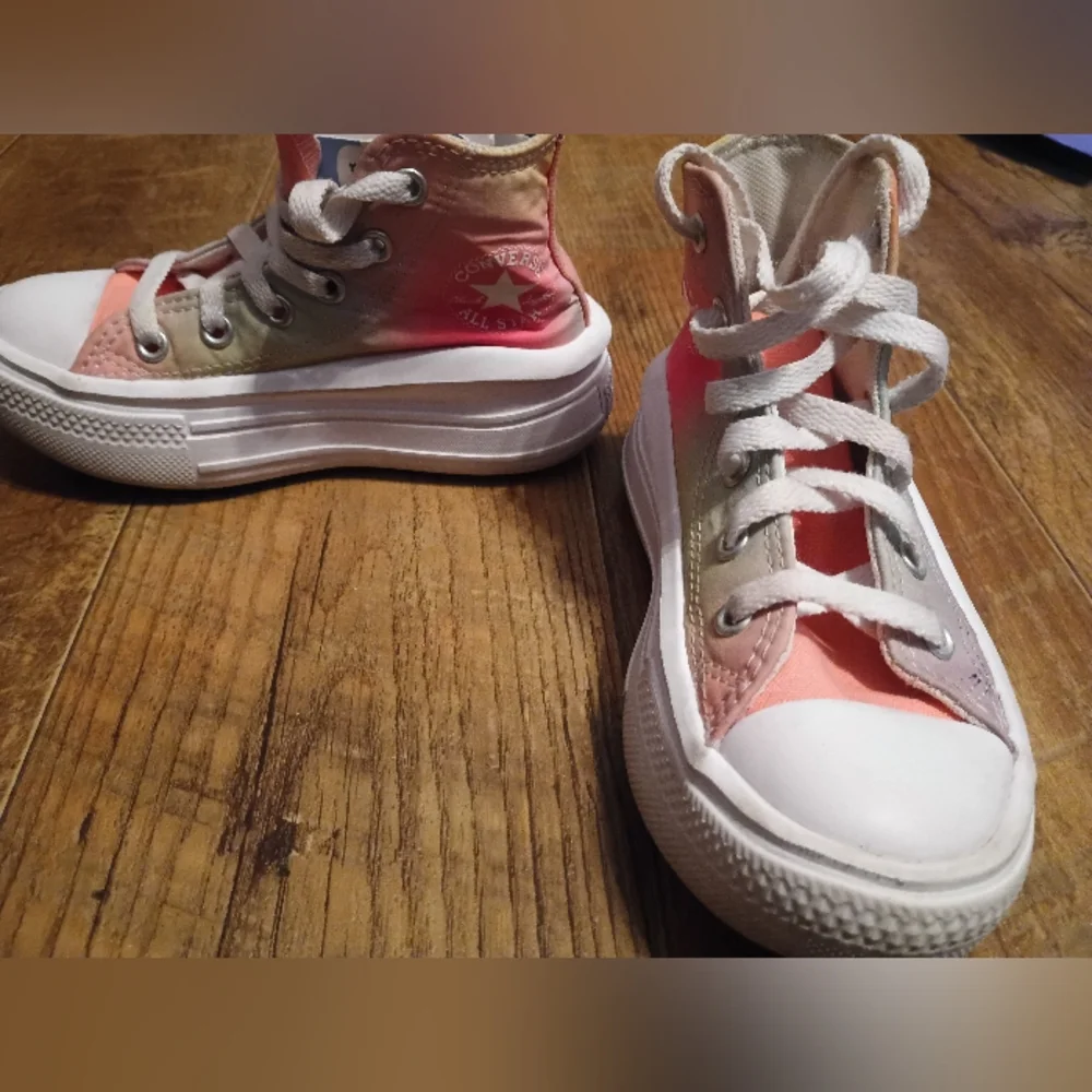 Converse Pink and Green High-Top Sneakers with Chunky Sole - Picture 5 of 16